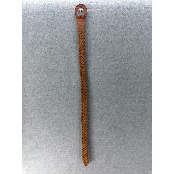 Vintage Woman’s sz S Leather Woven Belt Brown Boho Western Classic Festival - Picture 5 of 6